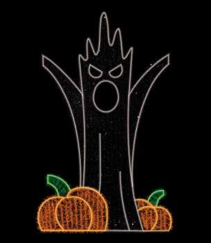 Árbol fantasma con calabazas