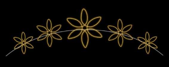 Línea de flores de seis pétalos