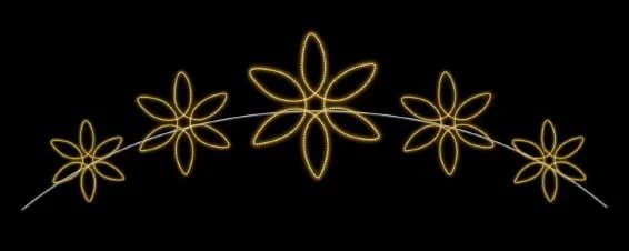 Línea de flores de seis pétalos