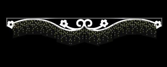 Volutas con estrellas y cortina de luces